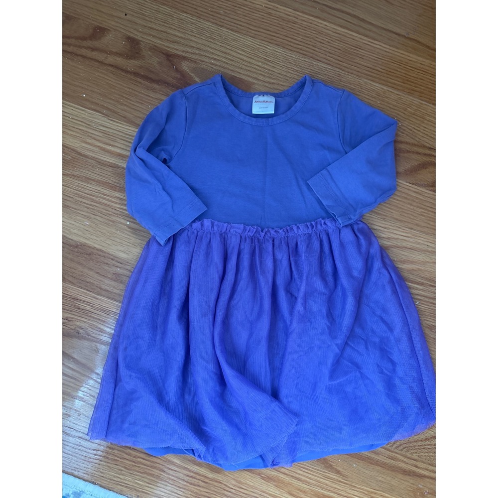 Hanna Andersson Girls Purple Tulle Skirt Long Sleeve‎ Dress 90cm US 3T